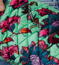 Panache - Women's Velvet Quilted Floral Travel Pouch
