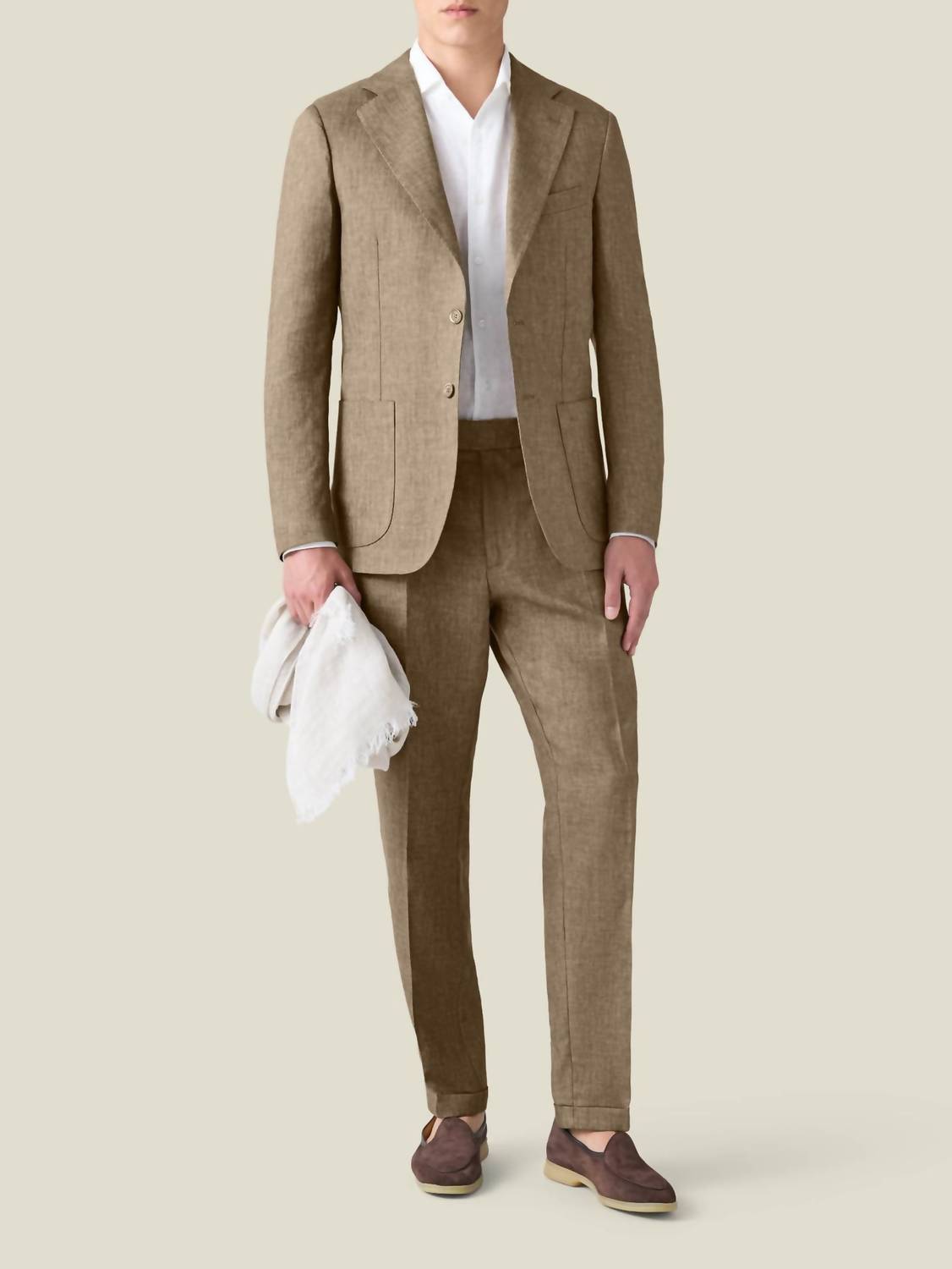 Luca Faloni Men’s Linen Blazer in brown - men's jacket - view 4