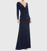 Mac Duggal - Ieena Long Sleeve Ruched V-neck Dress