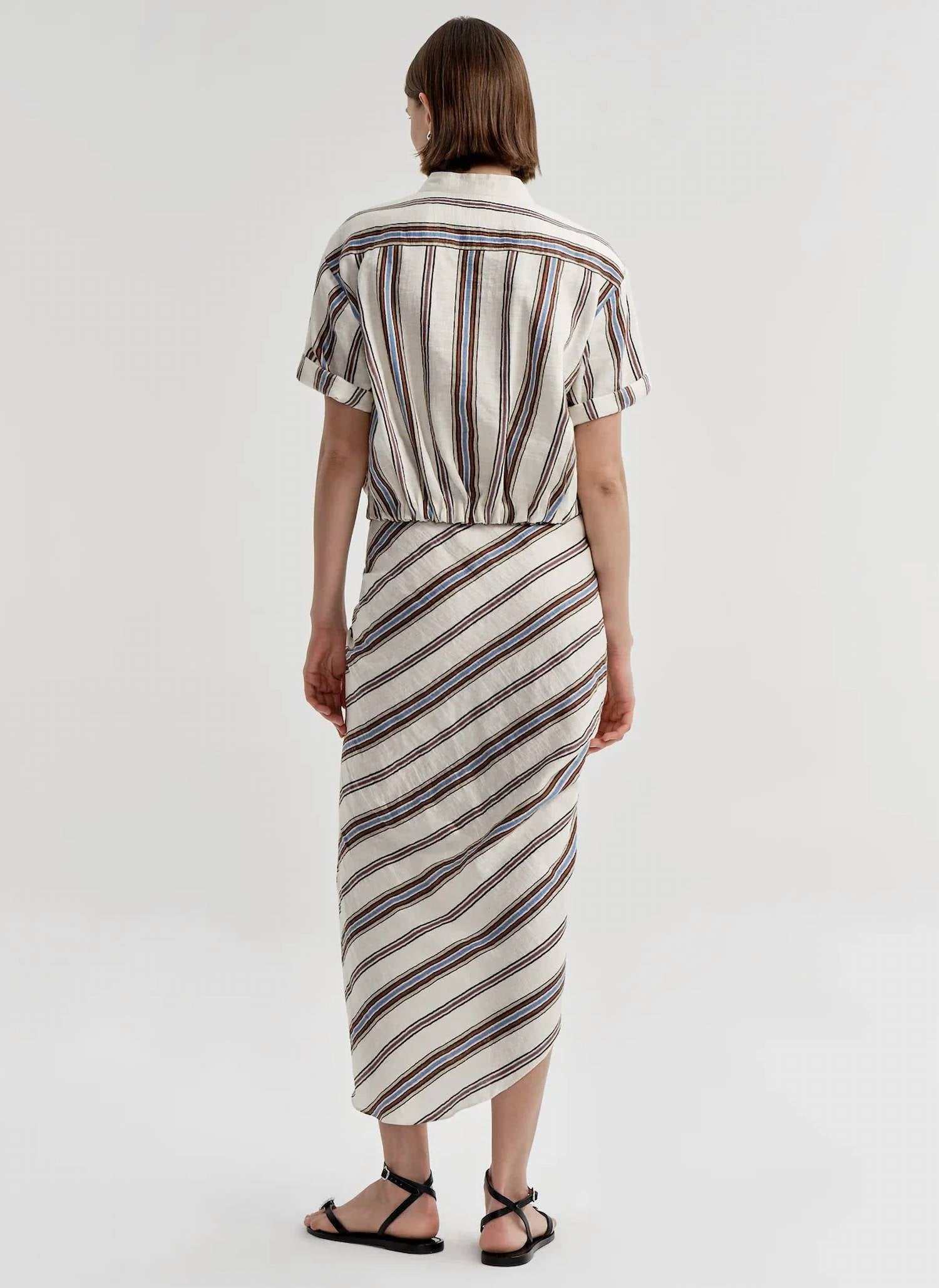 A.L.C. - Rhodes Striped Linen Midi Skirt