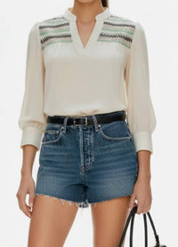 Vava - Yoke Embroidered Blouse