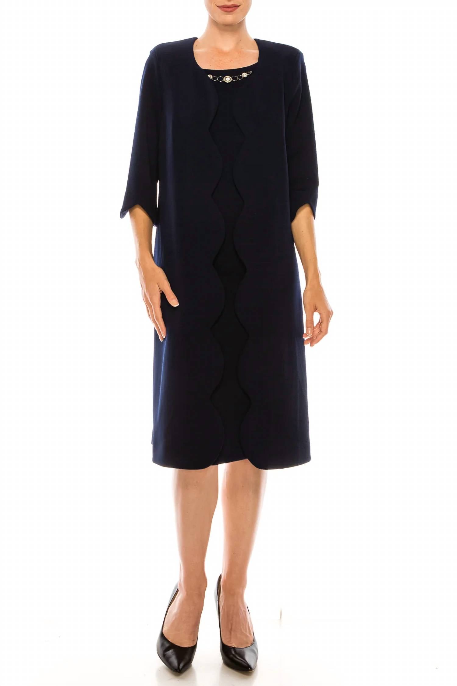 Maya Brooke - 3/4 Sleeve 2 Piece Jacket Dress - Plus