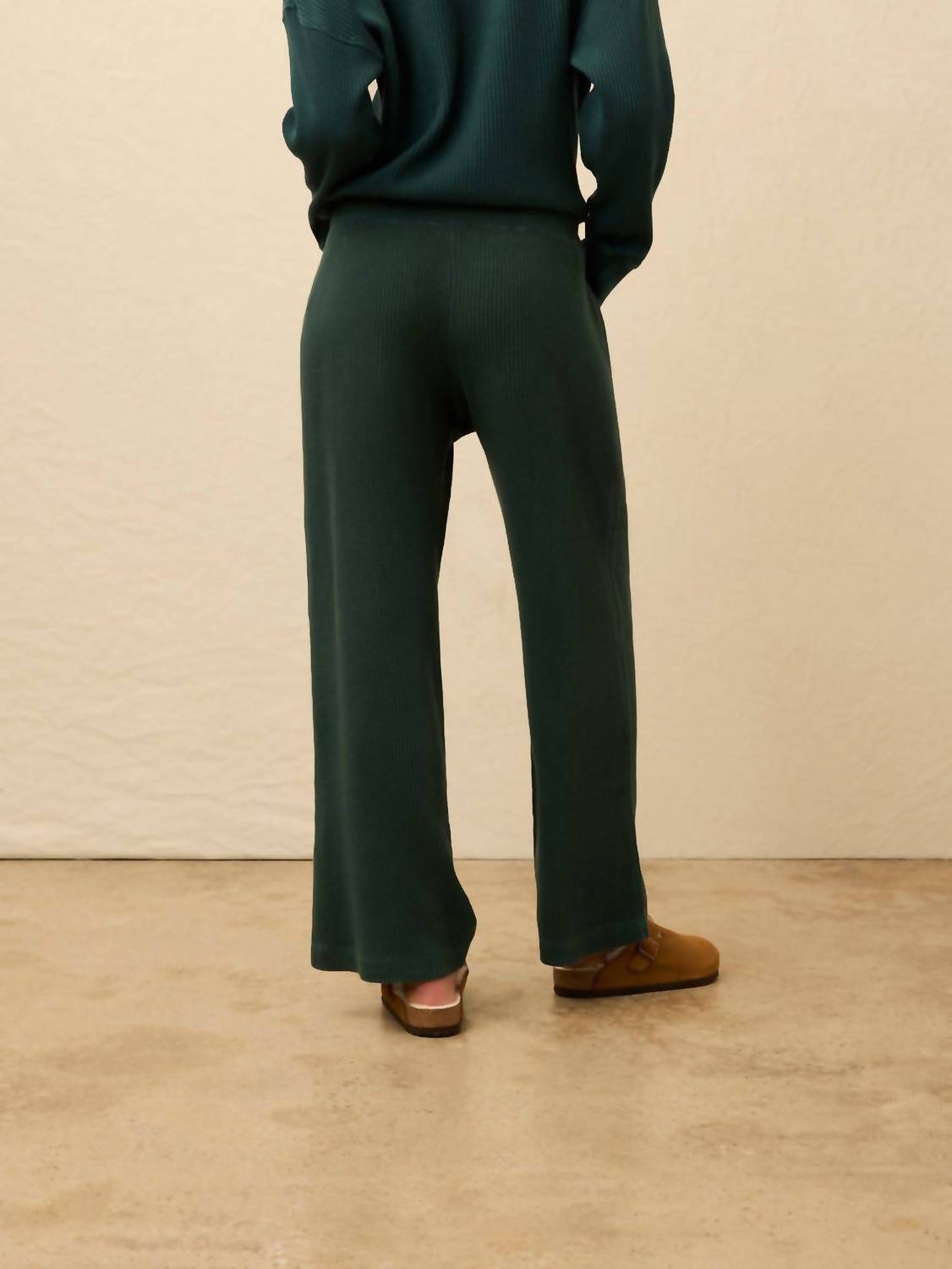 Faherty Women's Apres Waffle Pant in seamoss - women's pants - detail view