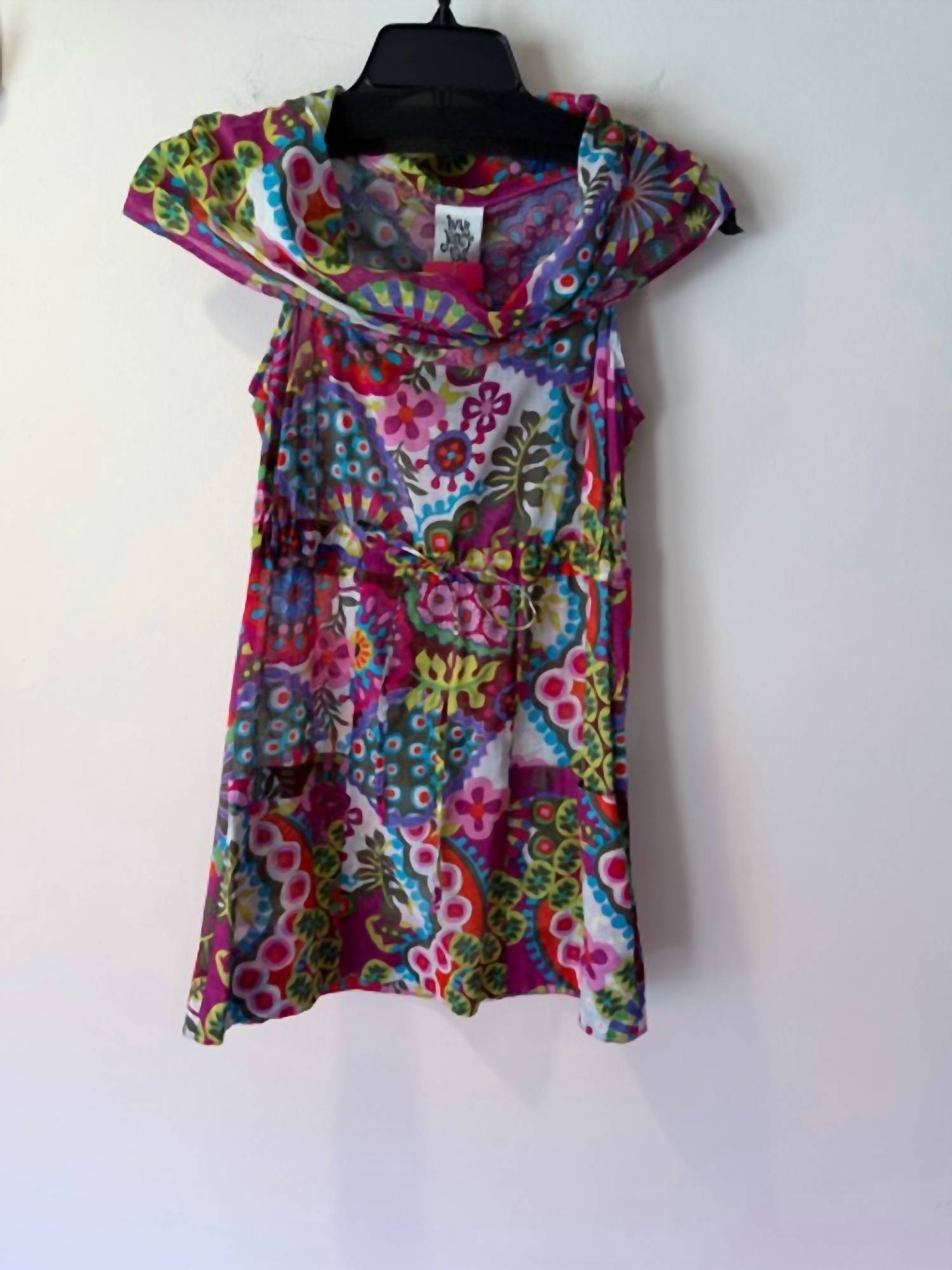 Ivy Jane Women's Cowl Neck Floral Print Top in pink turq green - women's blouse