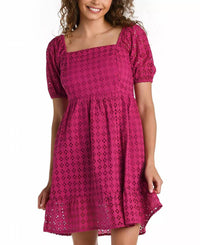 La Blanca - Saltwater Sands Short Sleeve Eyelet Mini Dress