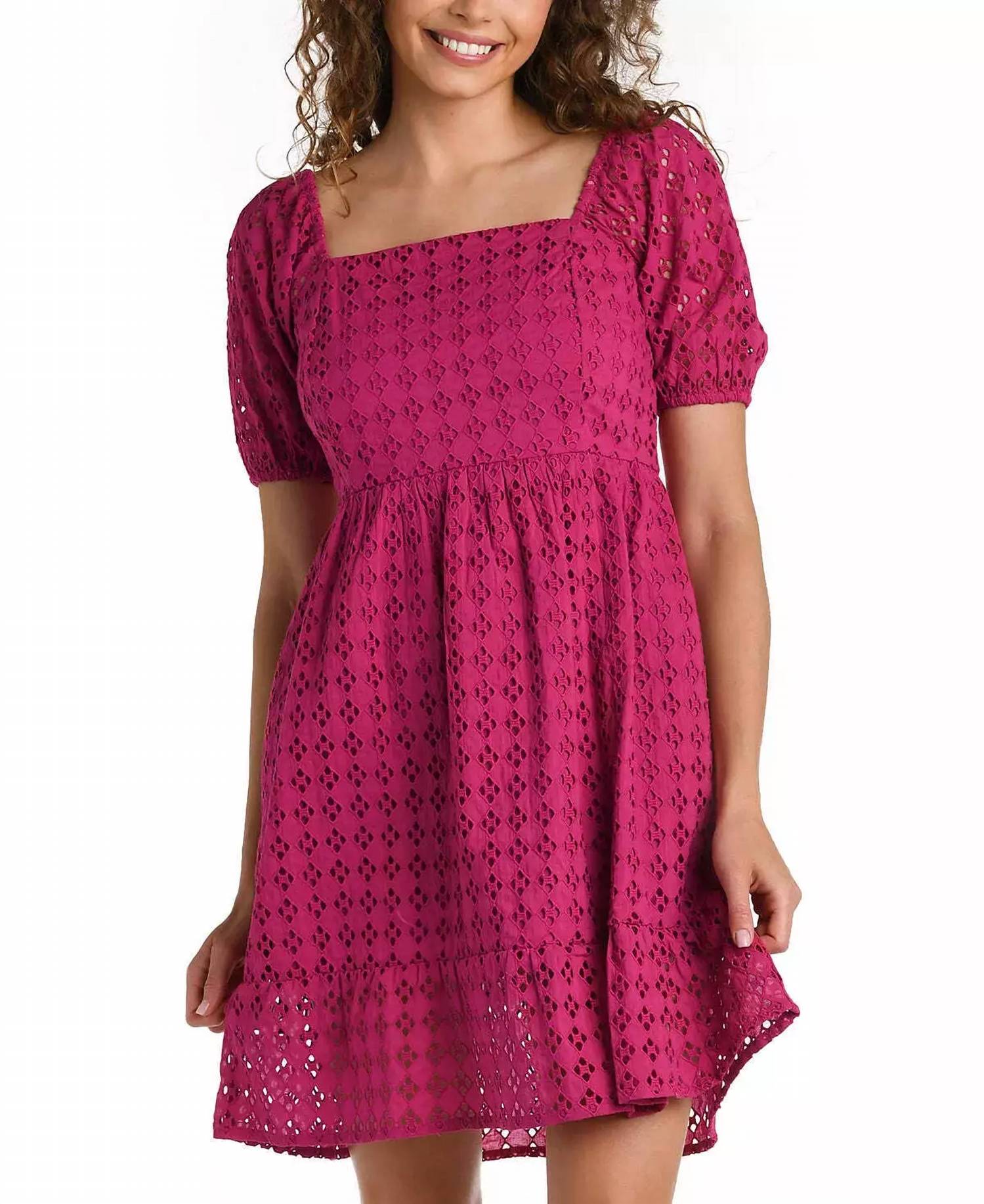 La Blanca - Saltwater Sands Short Sleeve Eyelet Mini Dress