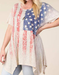 VOCAL APPAREL Flag Shirt With Sleeves Embellishments in silver - women's t-shirt