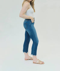 1822 Denim Ace 25" Crop Capri Scalloped & Frayed Hem Jeans in blue - women's jeans - view 5