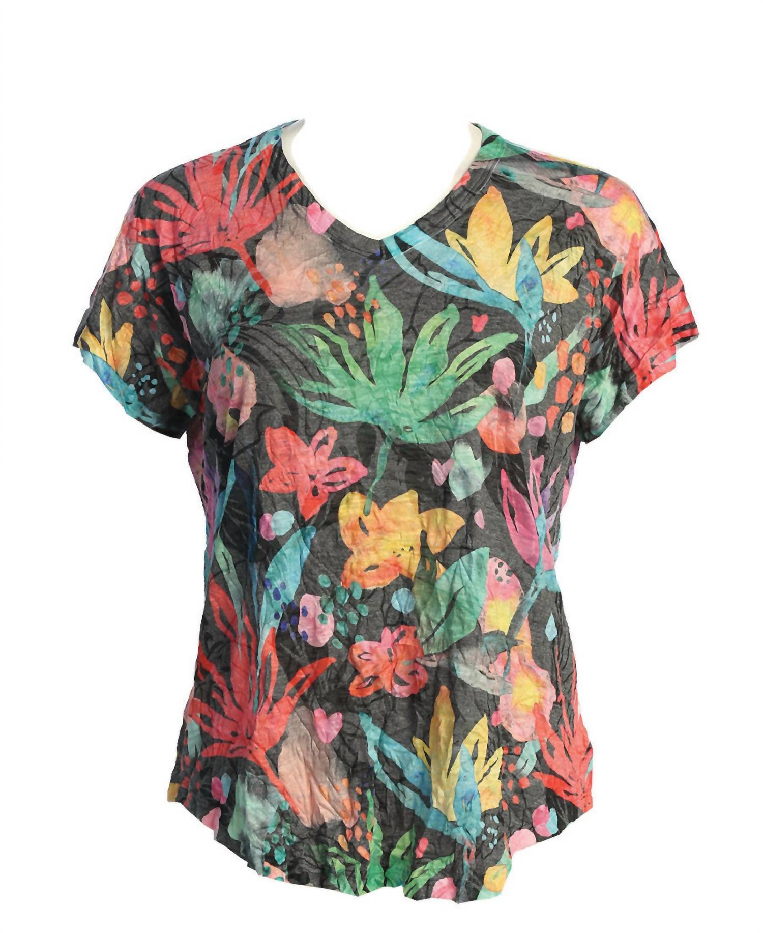 Jess & Jane Women's Crushed Dolman Sleeve Top in vivid - women's t-shirt - detail view