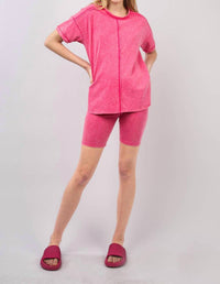 Very J - Comfy Washed Biker Top And Short Set