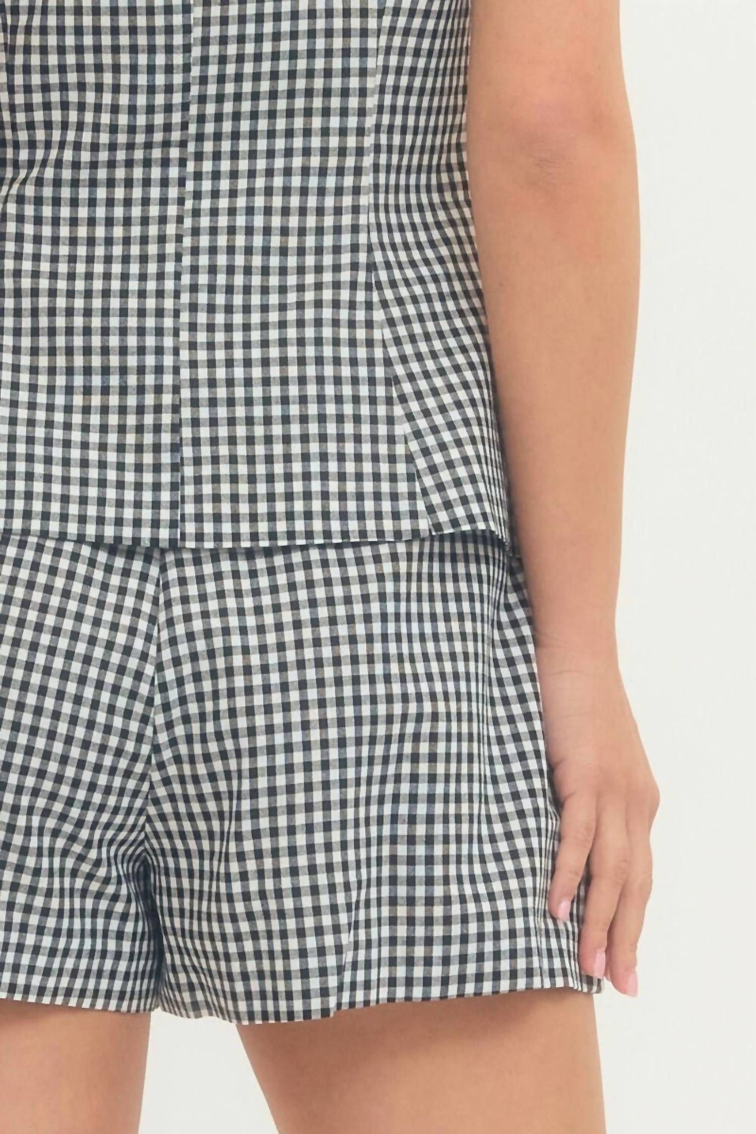 entro Pamela Gingham Sleeveless Romper in black - women's pants - view 6