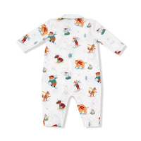 ANGEL DEAR Boy's Winter Animal Sports Polo Romper in white - kids' item - detail view