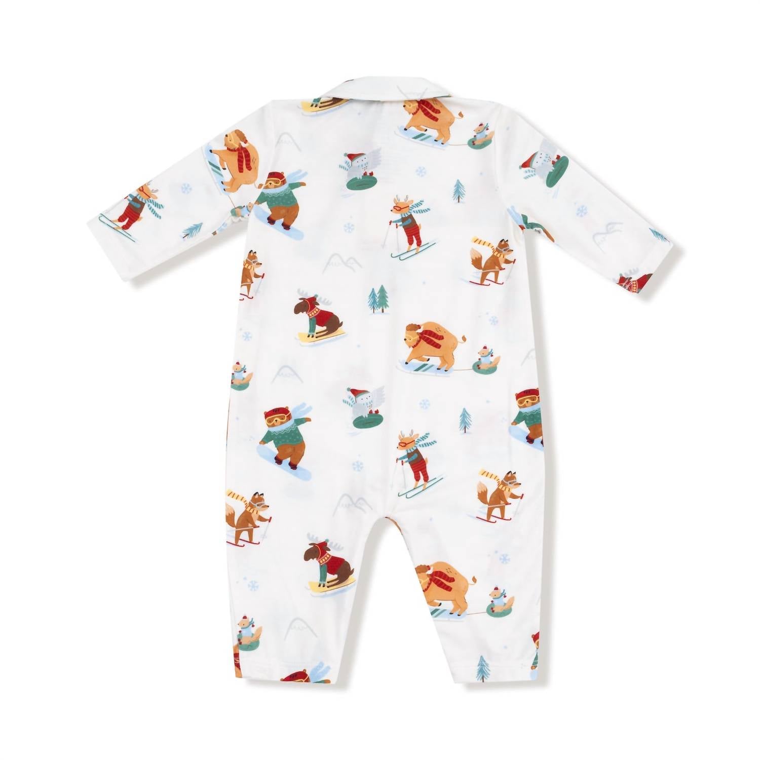 ANGEL DEAR Boy's Winter Animal Sports Polo Romper in white - kids' item - detail view