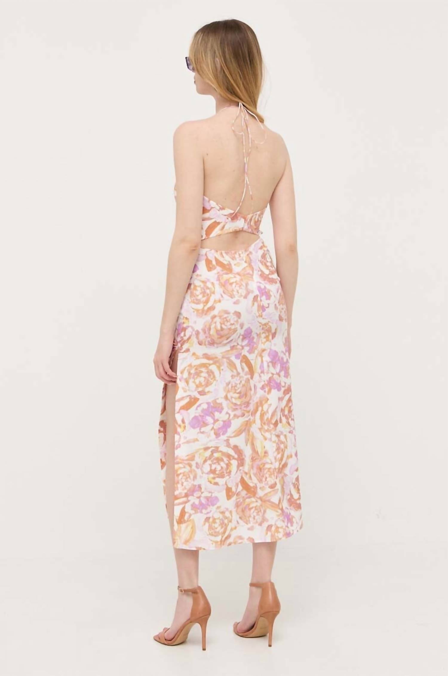 BARDOT Verve Midi Dress in tropical floral - women's dress - detail view