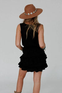 Three Bird Nest - Ruffle Hem Sleeveless Mini Dress