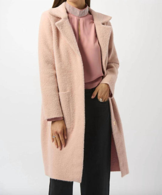 Joseph Ribkoff - Feather Yarn And Faux Fur Sweater Coat