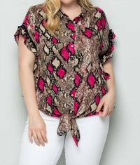 See And Be Seen - Snake Skin Front Tie Top