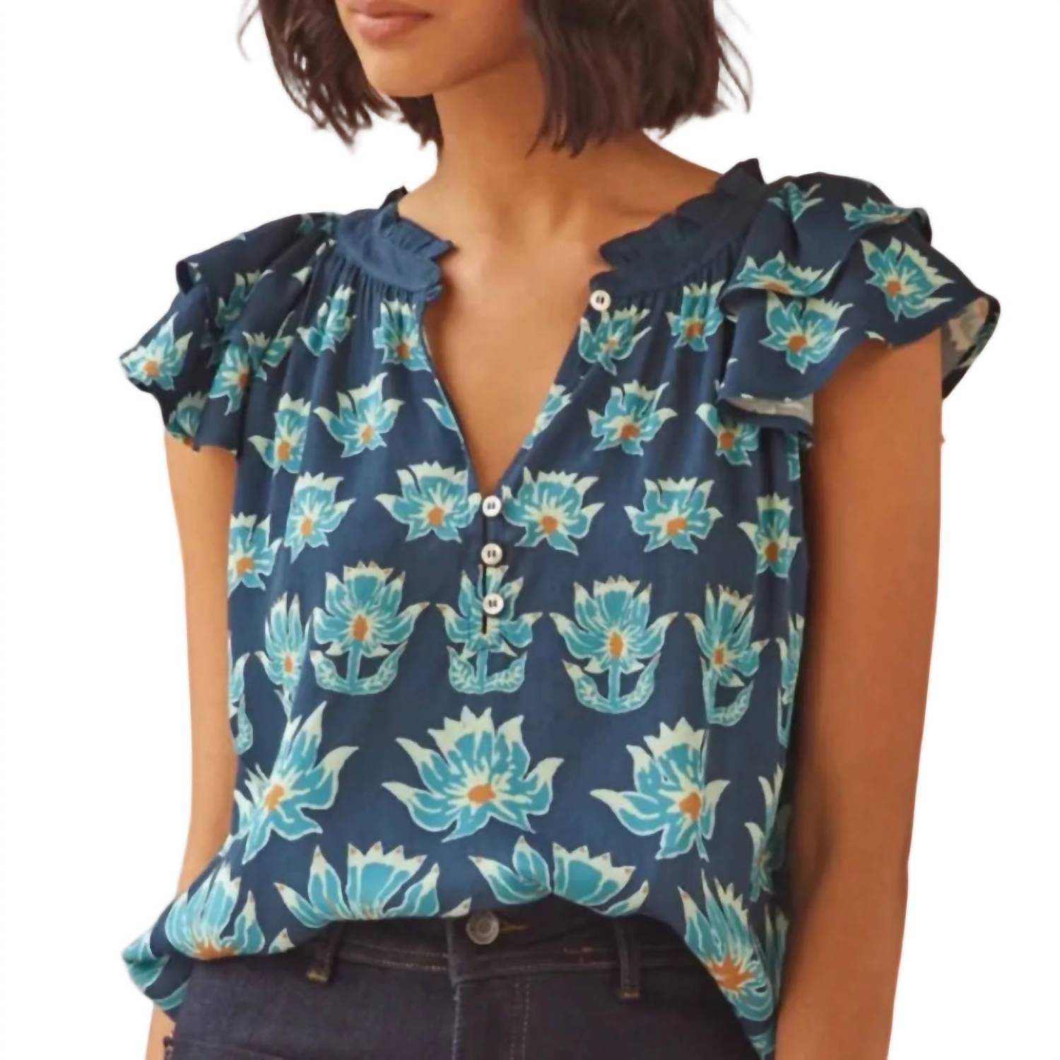 OMIKA Wilora Blouse in adya baltic - women's blouse