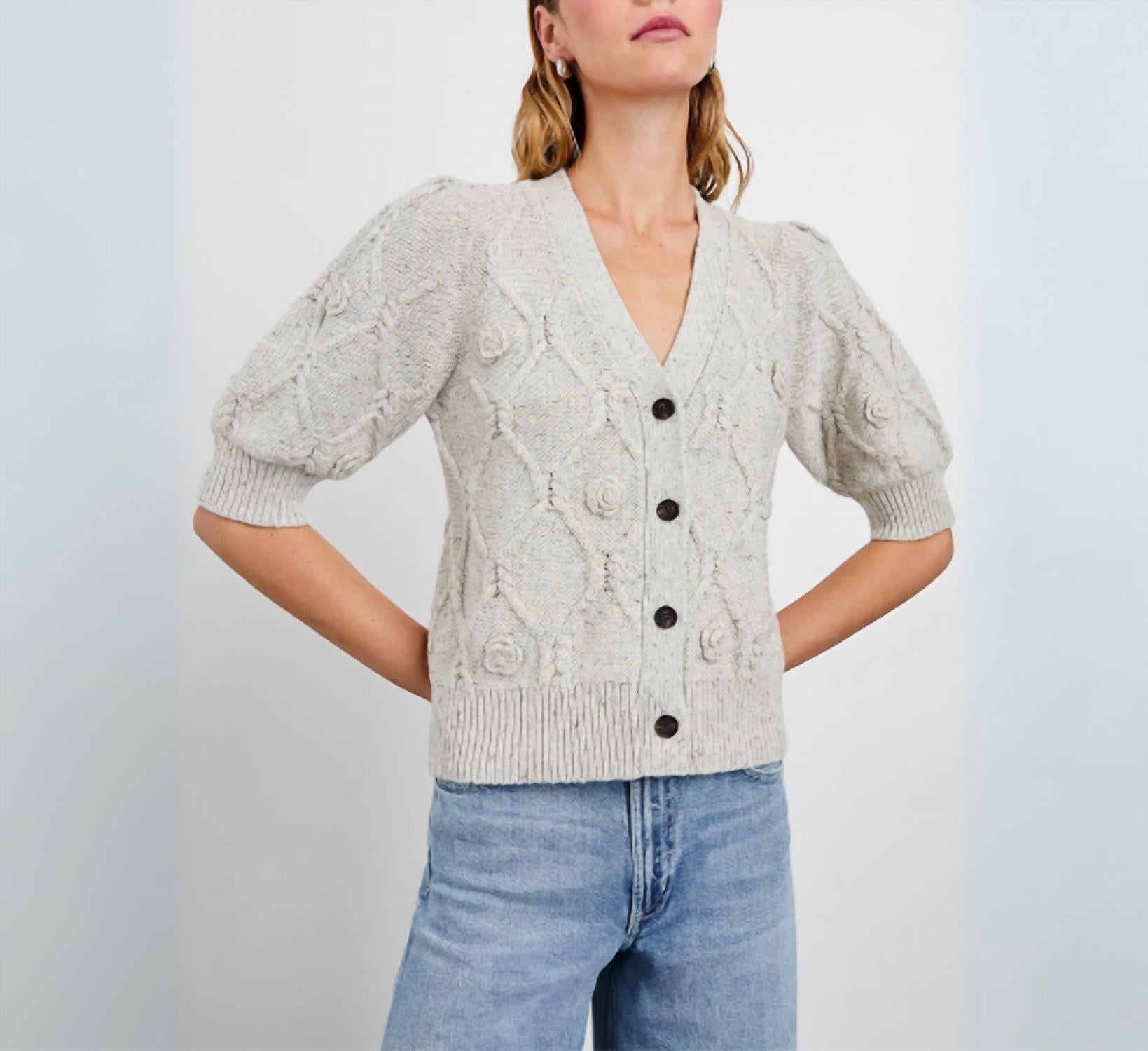 Rails Isla Daisy Button Down Cardigan in grey - women's cardigan