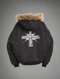 Guess Hardstone Cross Nylon Hooded Full Zip Jacket in black - men's jacket - view 6