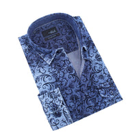 Eight X - Denim Button Down Shirt With Baroque Print Flocking