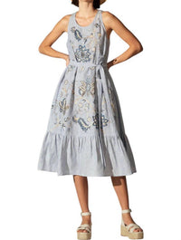 Ranna Gill - Grace Round Neck Tier Midi Dress