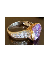 P & K Jewelry Women's Sterling Cubic Zirconia Pave Ring in silver lavender - women's jewelry