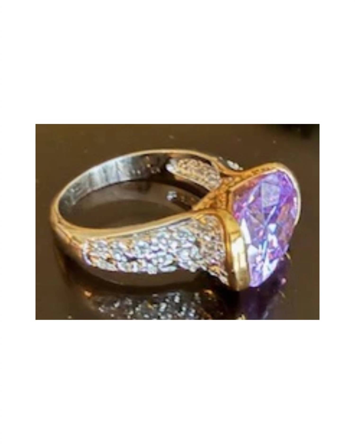 P & K Jewelry Women's Sterling Cubic Zirconia Pave Ring in silver lavender - women's jewelry