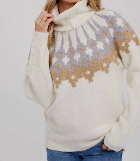 Print Turtleneck Sweater