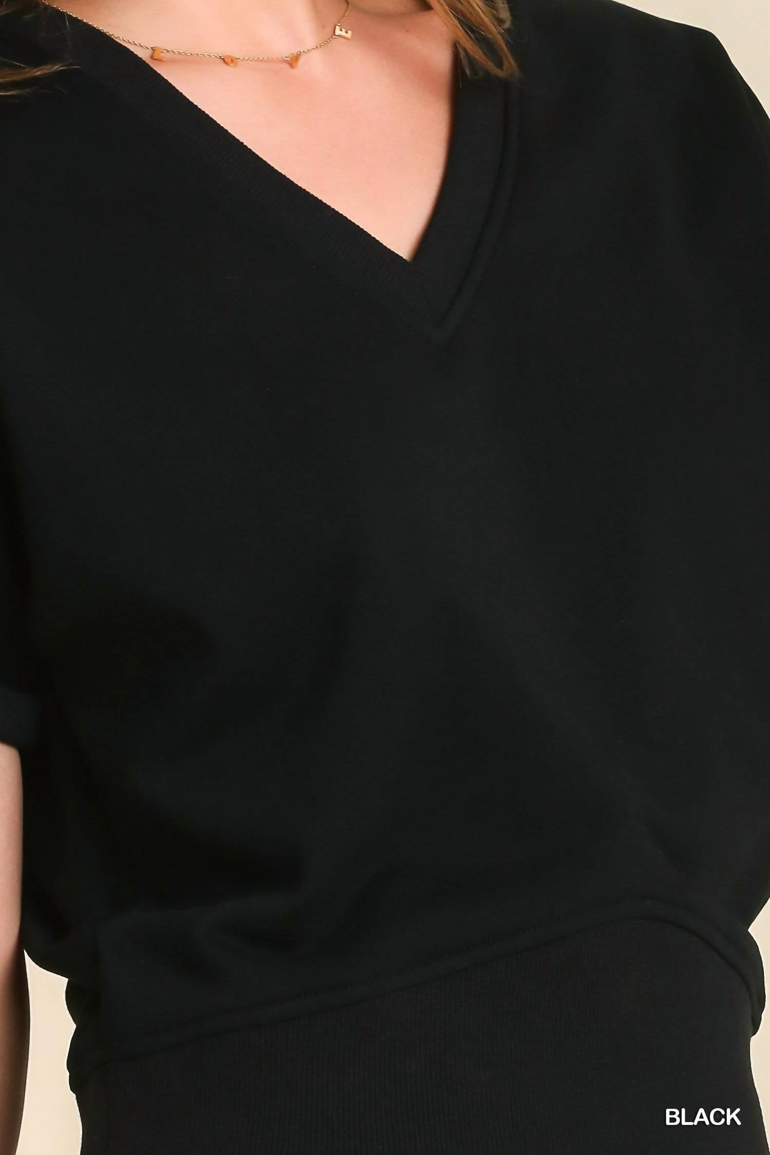 Umgee - French Terry V-neck Top