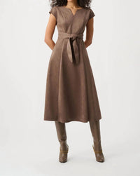 Joseph Ribkoff - Scuba Suede Belted Midi Dress