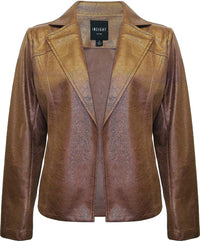 Insight - Women's Solid Metallic Vegan Leather Jacket