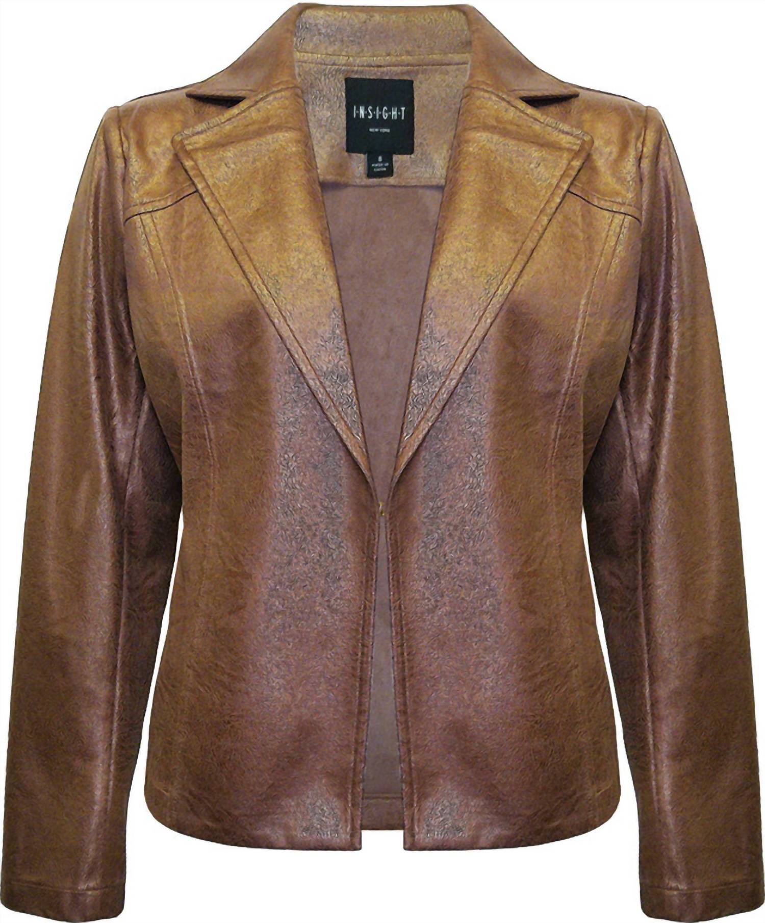 Insight - Women's Solid Metallic Vegan Leather Jacket