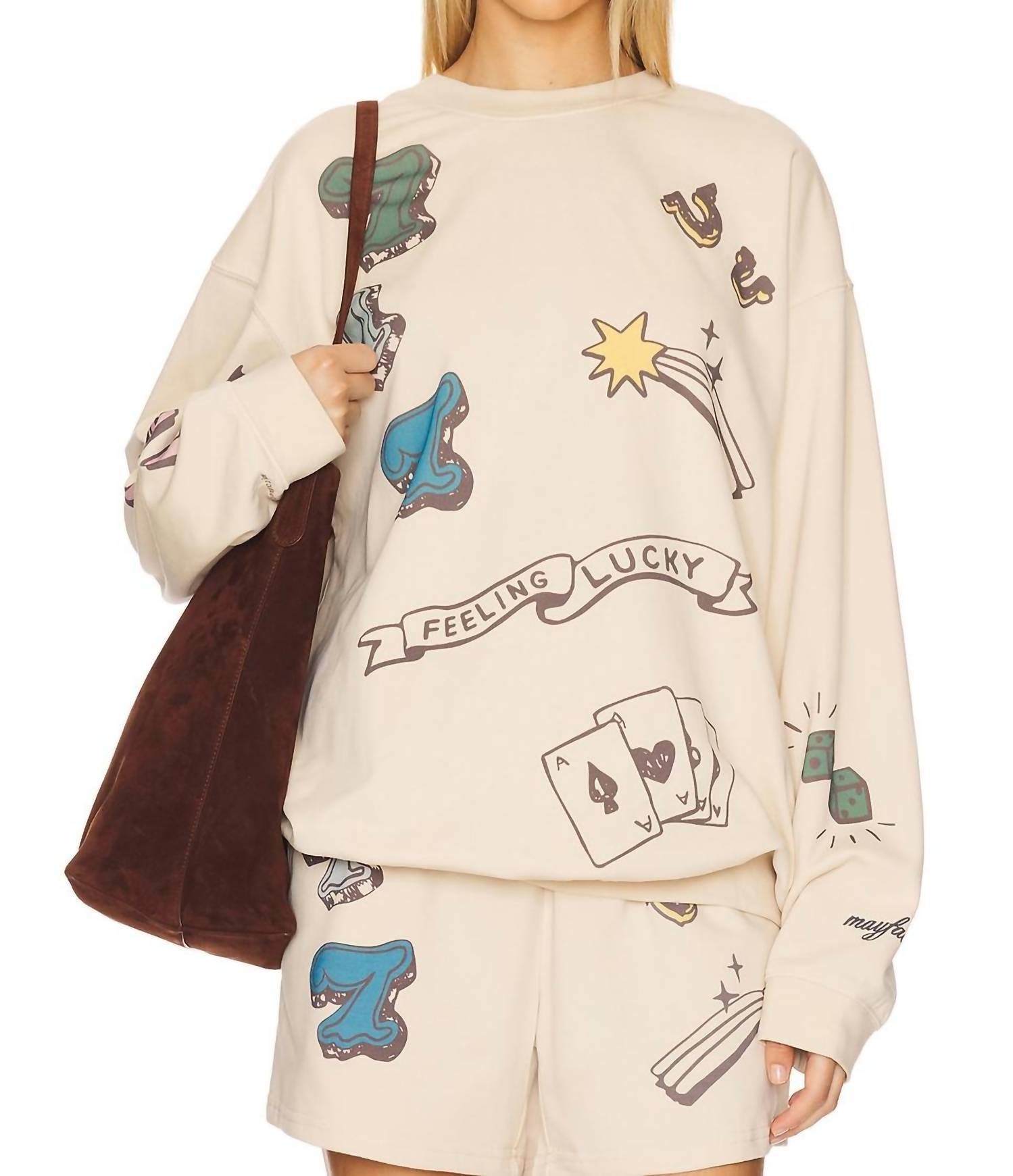The Mayfair Group - Feeling Lucky Reversible Crewneck Graphic Sweatshirt