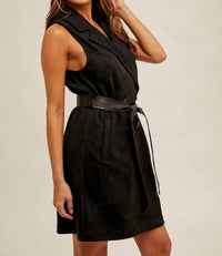 Hem & Thread - Caught Your Eye Suede Belted Vest Dress