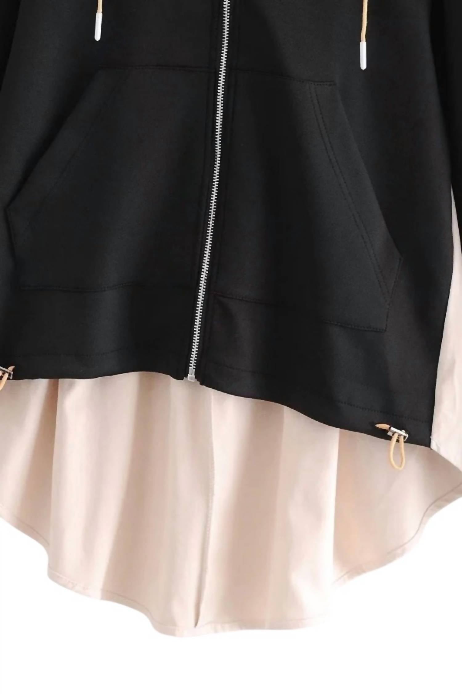 Sundayup - McKenna Contrast Front Zipper Hoodie Jacket