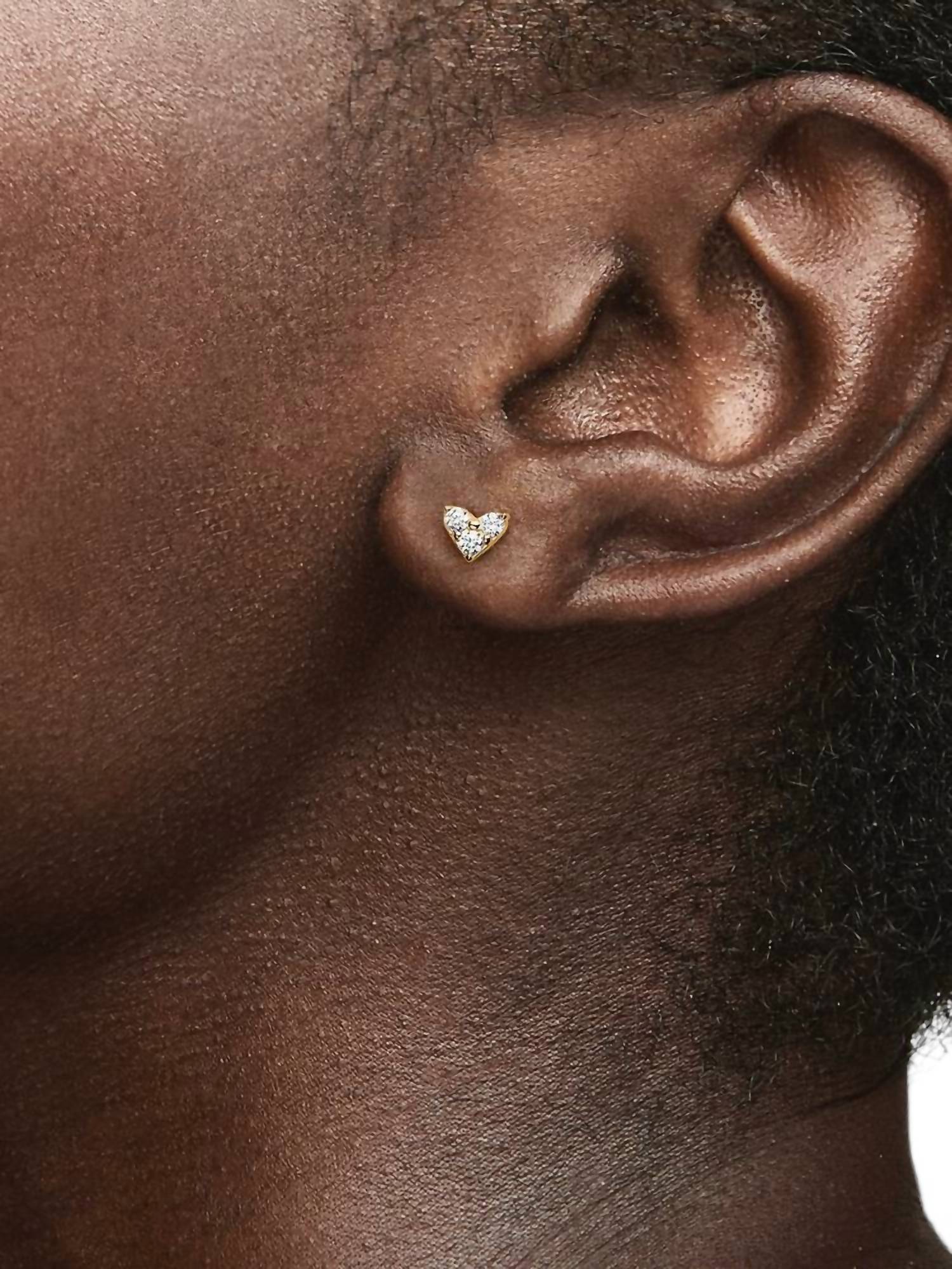 Pandora - Triple Stone Heart Stud Earrings