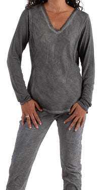 Gigi Moda - Rita Raw Edge Long Sleeve Top