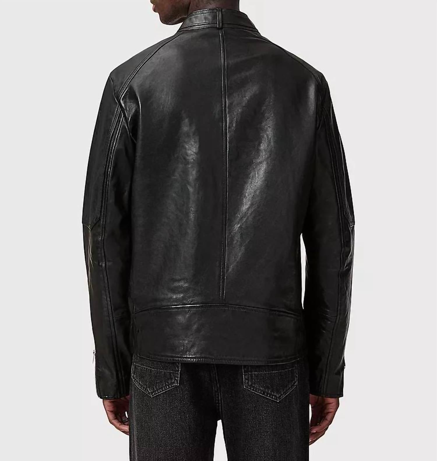 Allsaints - Cora Leather Snap Back Collar Jacket