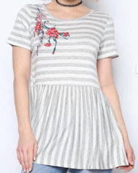 First Love - Striped Tunic With Flower