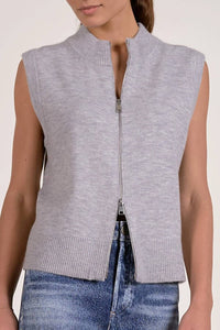 Elan - Mockneck Full Zip Sleeveless Sweater
