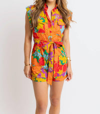 Karlie - Multi Floral Utility Romper