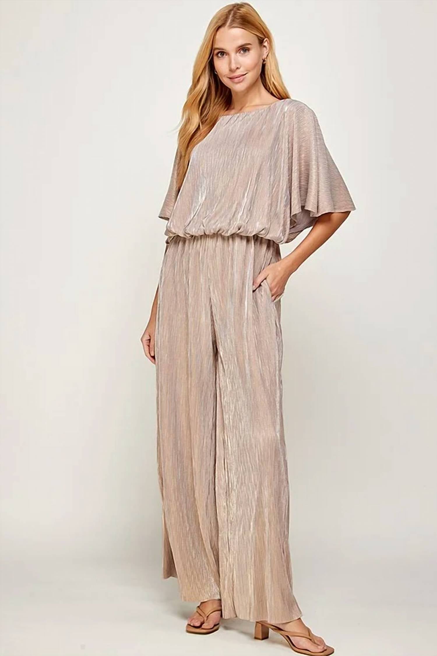See And Be Seen - Metallic Pleats Jumpsuit