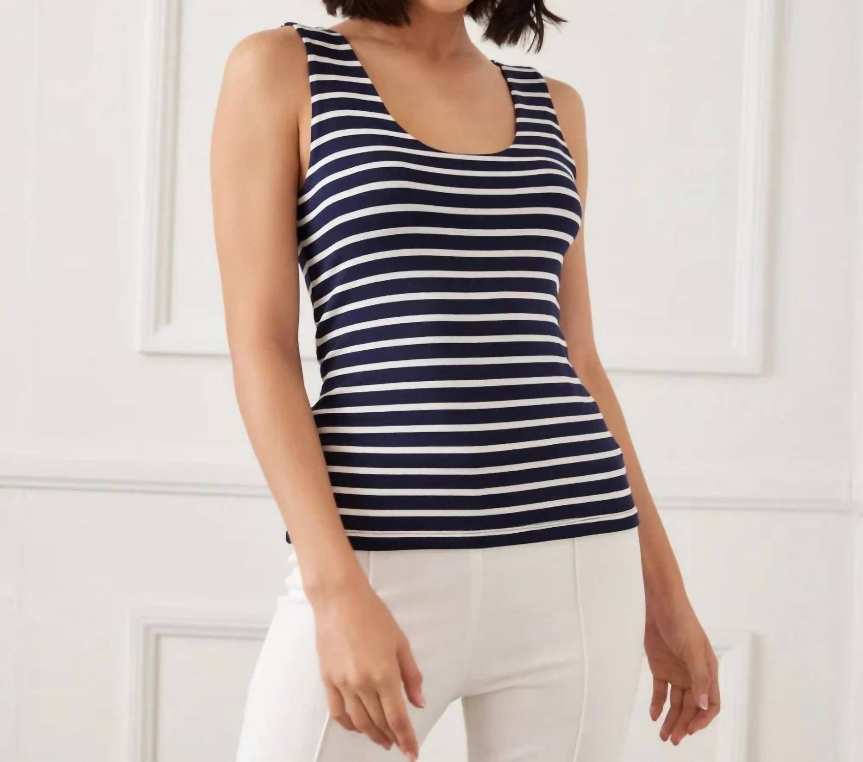 Karen Kane - Stripe Scoop Neck Double Layer Tank