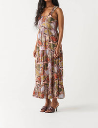Dex - Paisley Medallion Tiered Midi Dress