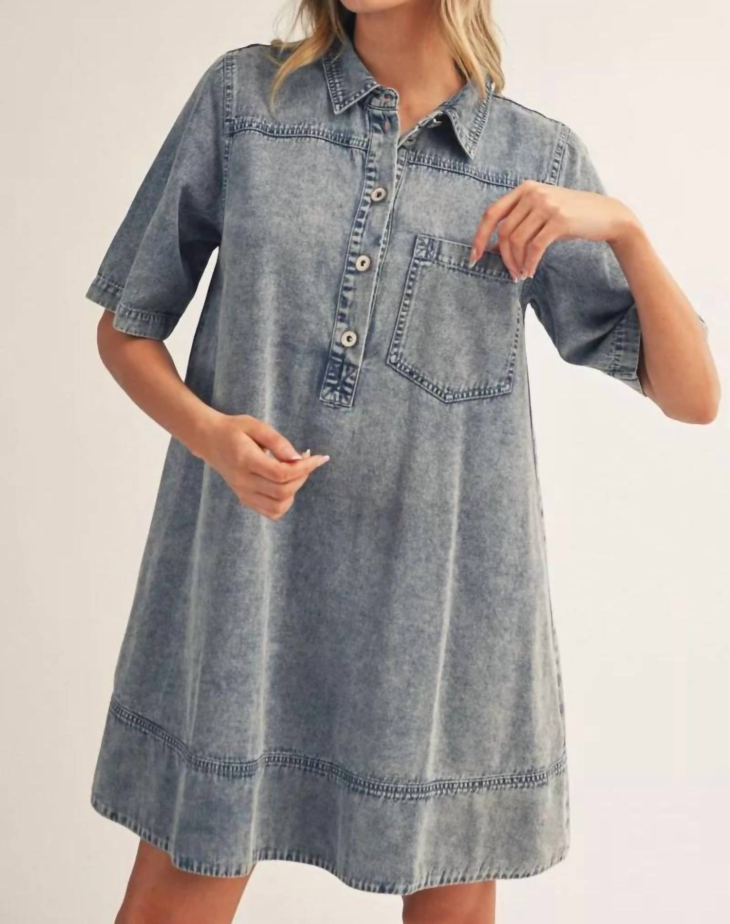 Jodifl - All Of Me Short Sleeves Denim Dress