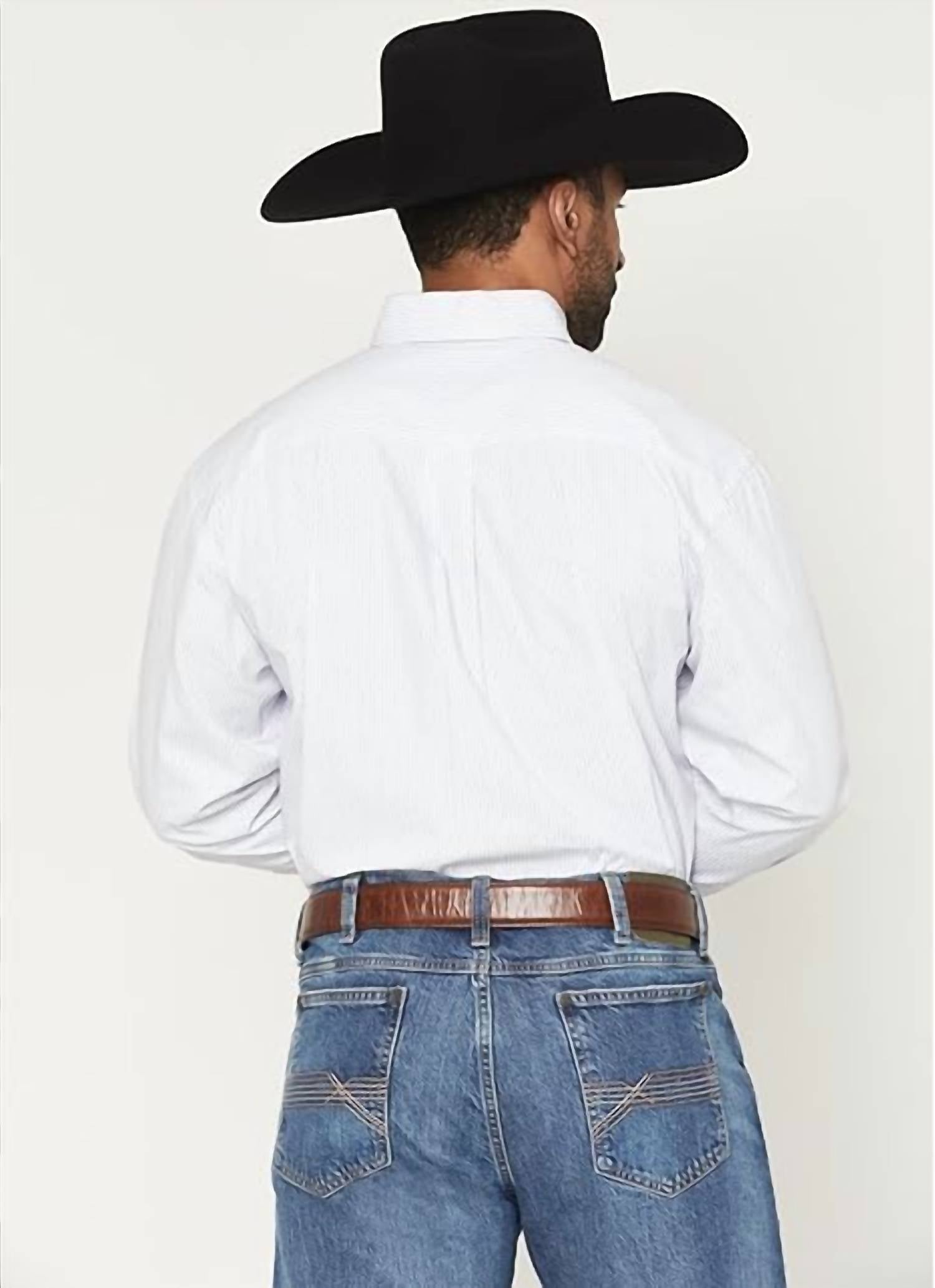 Rock & Roll Denim - Men's Dobby Striped Long Sleeve Button-down Western Shirt
