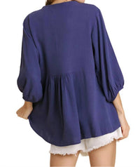 Umgee - V-neck Babydoll Top