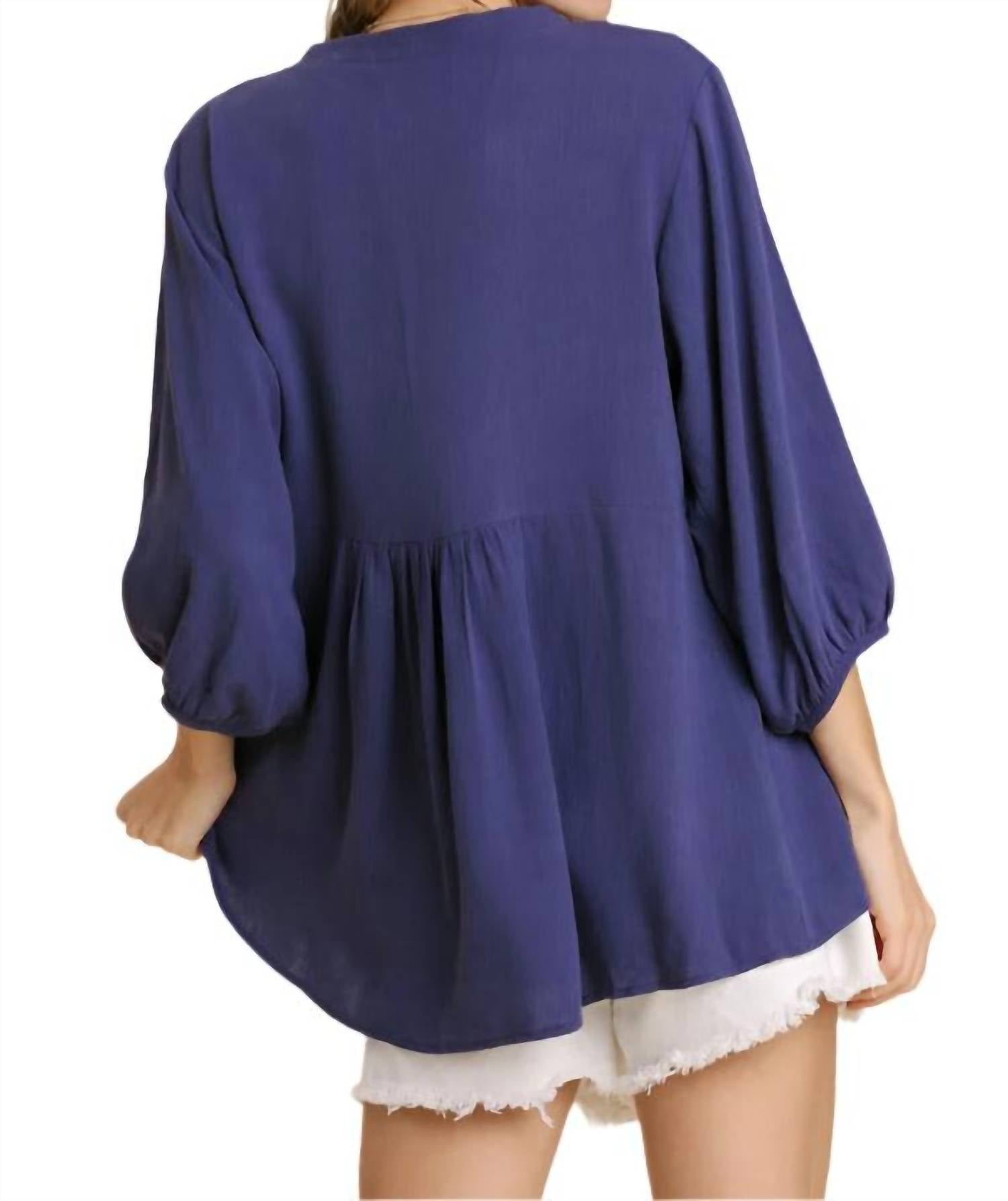 Umgee - V-neck Babydoll Top