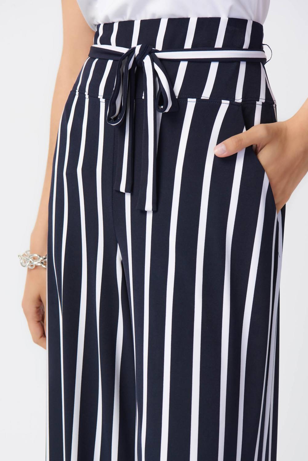 Joseph Ribkoff - Striped Silky Knit Wide-Leg Pants